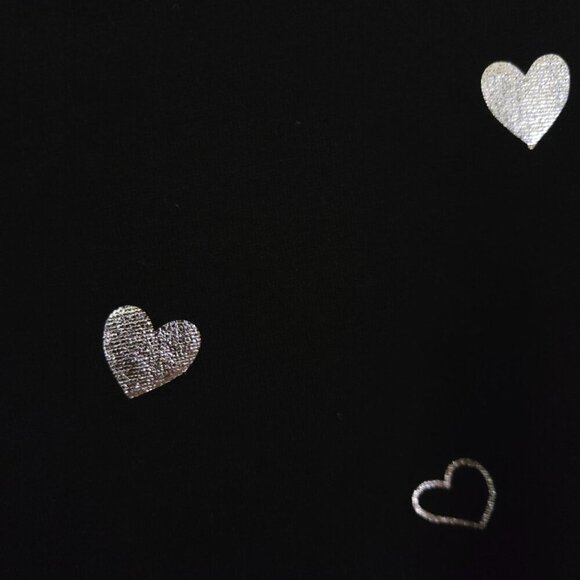 Marled NWT Black With Silver Foil Hearts Crewneck Sweaters Size S - Picture 3 of 7